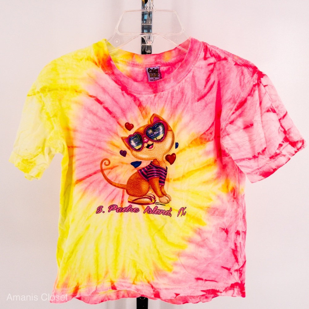 South padre island tie dye cat t-shirt